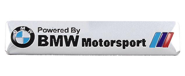 Kovová samolepka BMW Motorsport stříbrná 8x3 cm