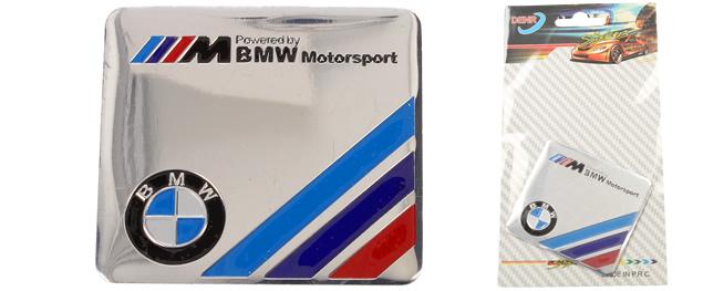 Kovová samolepka BMW Motorsport stříbrná 8x3 cm