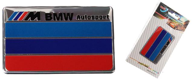 Kovová samolepka BMW Motorsport stříbrná 8x3 cm