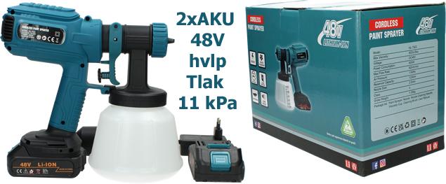 Aku stříkací pistole Gisam 800ml HVLP včetně 2ks AKU