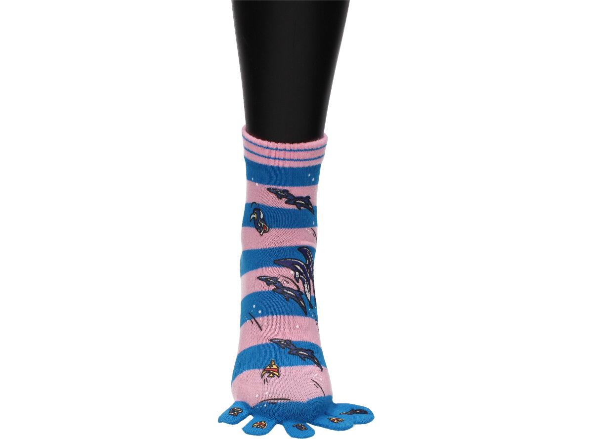 Ponožky Toe Socks Růžovo-Modré s designem