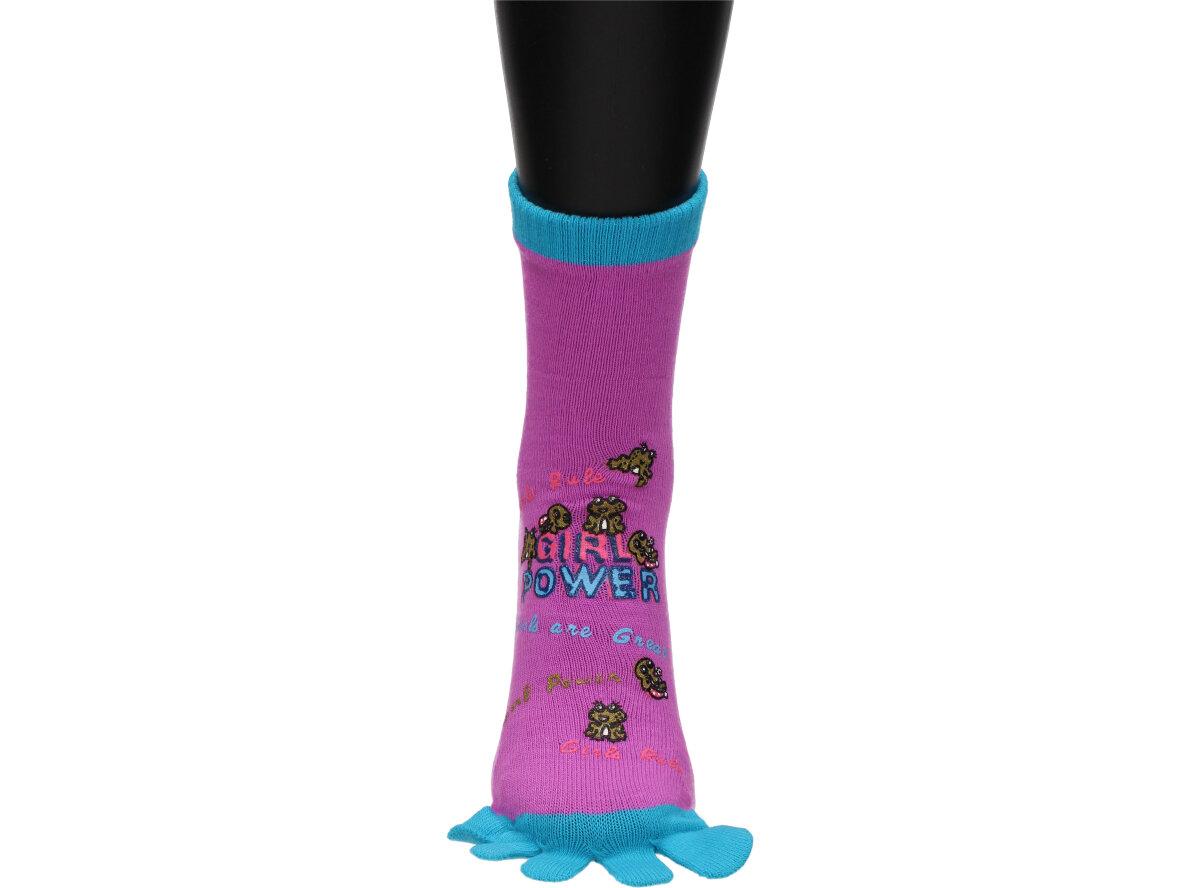 Ponožky Toe Socks Tmavě Růžové s designem