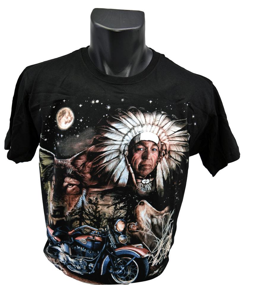 Tričko Indián s motocyklem 001