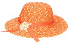 Foto 5 - Dětský klobouk s kytičkou oranžový 