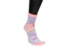 Foto 5 - Ponožky Toe Socks Světle Růžové+ Fialové s designem