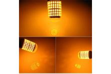 Foto 5 - Oranžová LED žárovka do auta BAY15s sada 2ks jednopólová HT-9134