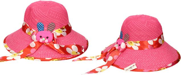 Dětský klobouk s mašličkou tmavě růžový