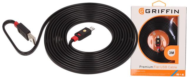 Premium Flat USB-C Cable 2m Griffin Bílý