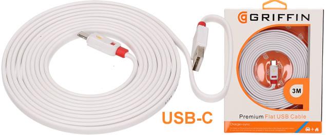 Premium Flat USB Cable Micro USB 2m Griffin Bílý